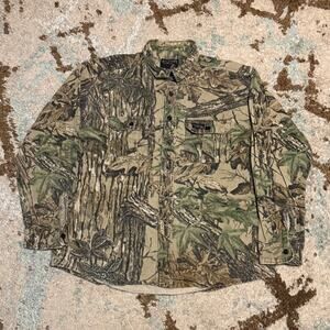 Vintage Rattlers Brand Realtree Camo Button Up Shirt Size Large
